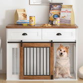 44" Furniture Style Dog Cage, Wooden Double Door Dog Cage